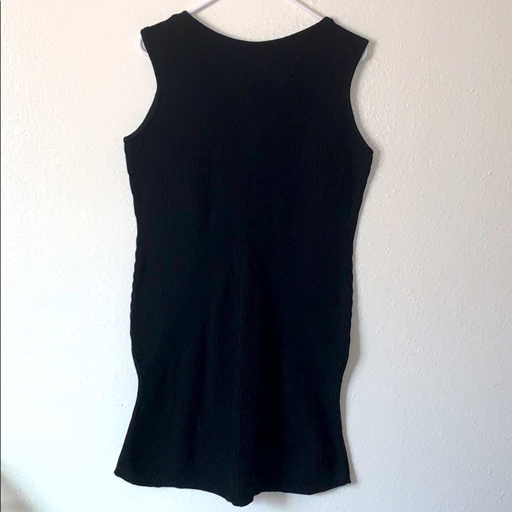 PERUVIAN CONNECTION “BLACK LILIAS” RIBBED KNIT PIMA COTTON DRESS SIZE LARGE